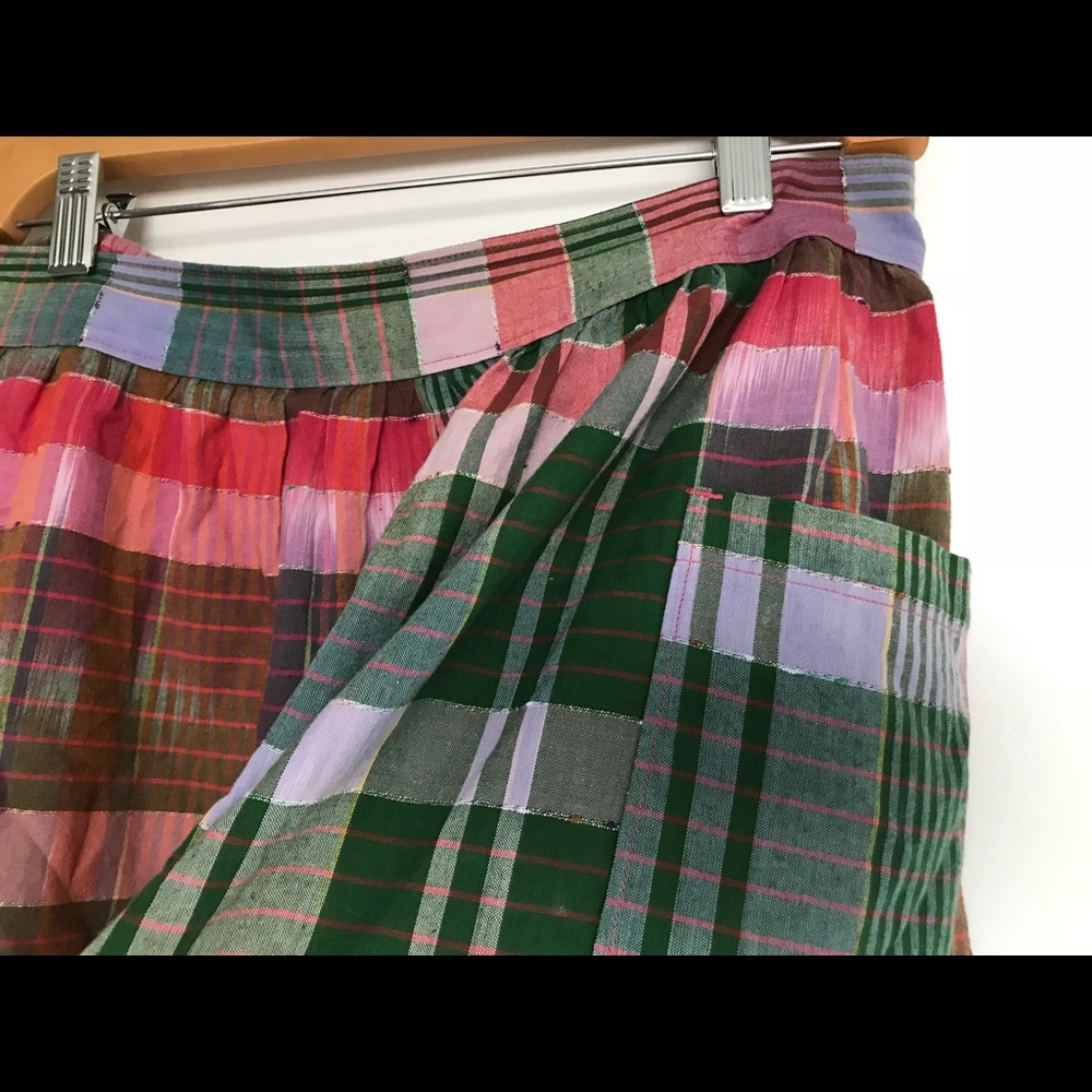 Aerie Pink & Green Plaid Cotton Skirt with Pockets Size Small Petite - Picture 3 of 6
